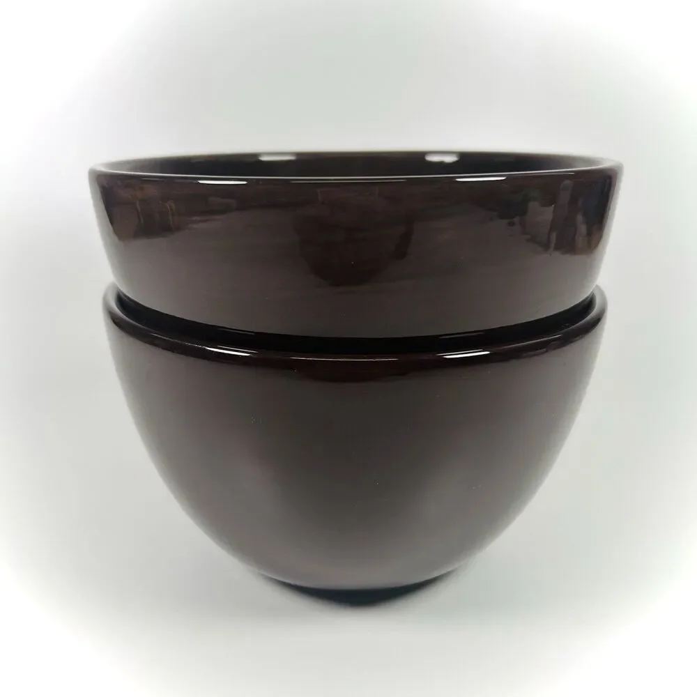 Set Of 2 Pottery Barn Sausalito Dark Chocolate Brown Cereal Soup Bowls 6